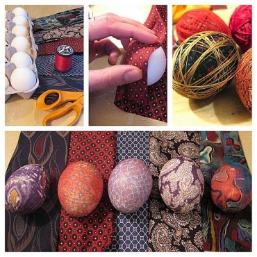 Decorating Easter Eggs with Silk Ties