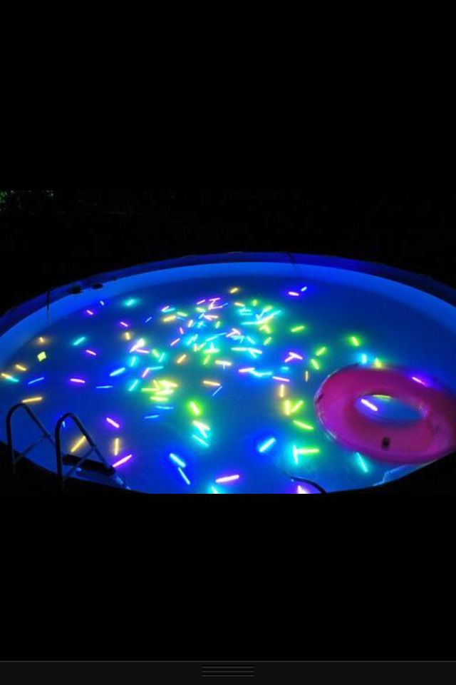 glow sticks in swimming pool