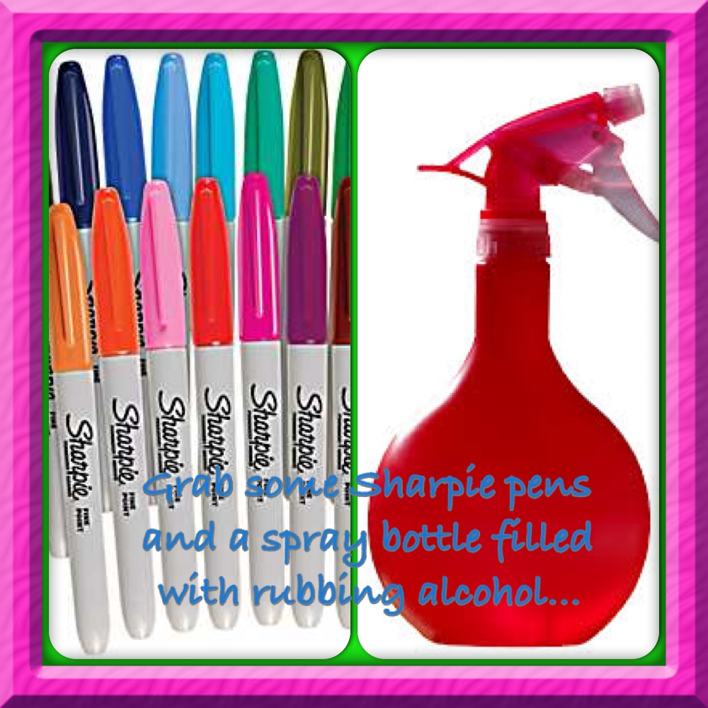 sharpies and spray bottle