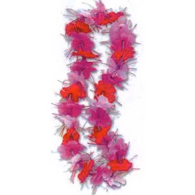 Silk tropical pink and white Lei