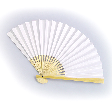 22cm White Paper Folding Fan (Pack of 10)