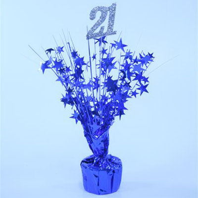 21st birthday blue centrepiece
