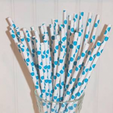 Blue Polka Dot Straws (25)