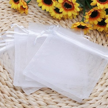 7x9cm cm Pure White Organza Bag ( 10 )